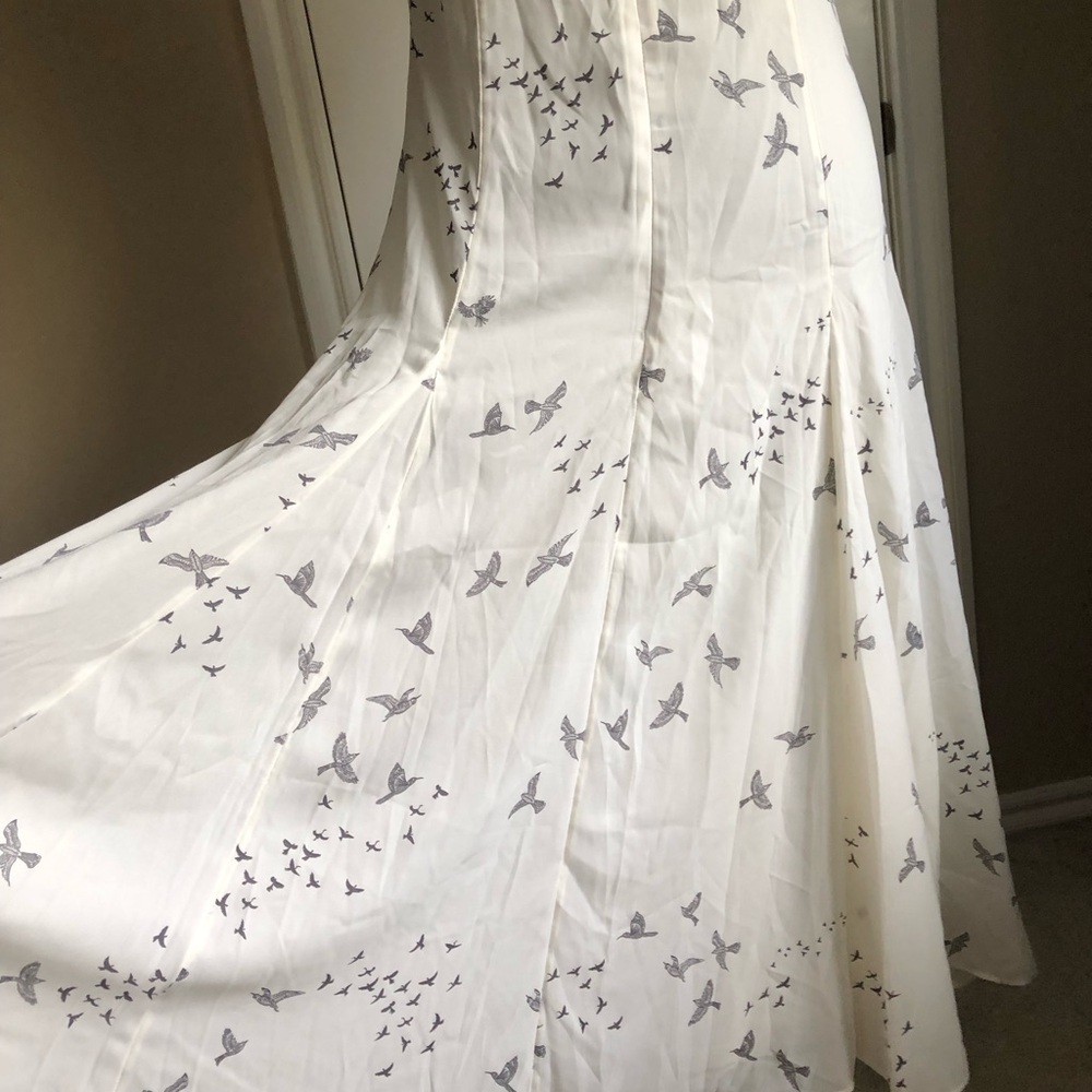 H&M White Maxi Dress with Gray Bird Print and Tie Straps - Picture 5 of 9